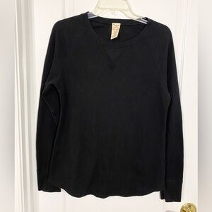 Faded Glory Waffle Knit Thermal Top Black XL
